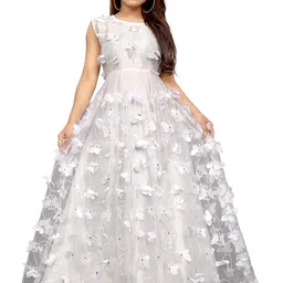 a to z cart Women's Net Embroidered Semi-Stitched Gown Titli Gown-New image 1
