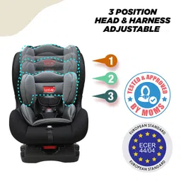 LuvLap Joy Convertible Car Seat for Baby & Kids, 0Months to 4 Years, Rearward & forward facing, European ECE R44/04 Safety standard Certified Baby Car Seat, adjustable headrest & harness, Black & Grey image 4