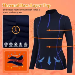 tesuwel 1/4 Ski Base Layer Women Cold Weather Winter Fleece Thermal Underwear Top Workout Running T Shirt Sweat Wicking image 3
