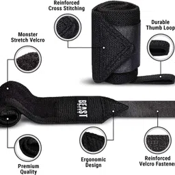 steigen fitness-sf STEIGEN FITNESS Beast Mode Exercise Wrist Wrap Bands, Wrist Support for Gym, Gym Gloves, Wrist Band for Men Gym image 5