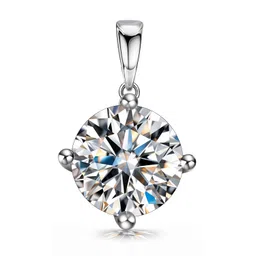 highspark Silver Solitaire Pendant| 92.5 Sterling Silver & Diamond Like Brilliance Sparkling Zirconia for that Stunning Shine | Lovely Gift - Silver 8mm image 1