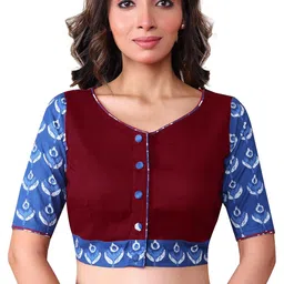 rene Cotton Maroon Half Sleeveless Stitched (D-005703@@P) image 1