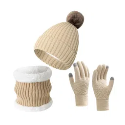 LR Decor E-Shop Winter Hat Scarf Gloves Set Winter Cap Neck Warmer for Running Skiing Hiking Beige image 2