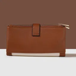 accessorize London Women's Brown Colour Block Push Lock Wallet | Bags for Women | Ladies Purse Handbag image 3