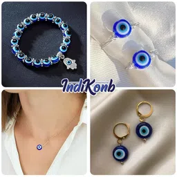 INDIKONB 100 Evil Eye Dark Blue Round Beads | Size 8 mm | Charm Beads for Craft, Jewellery Making, Bracelet Making (Round 8 mm) | EE 2 | image 3