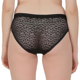 el elgante Black Net, Nylon Blend Bikini Panty| Black Panty for Women | Pack of 1 image 2