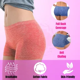 fashiol Women's Cotton Yoga Shorts for Summer Fitness Mid-Waist Seamless Design Hip-Up Support | Elastic, Breathable for Gym & Workout - Pack of 3 - S Till 2XL image 3