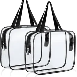 QXORE Pvc Clear Toiletry Bags, Large Storage Makeup Bags Waterproof Transparent Cosmetic Gags for Travel (4PACK) image 1
