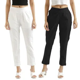 chiraiyaa Women Cotton Trouser Pant - Versatile Regular Fit for Office, School, and Casual Wear | Pack of 2 image 1