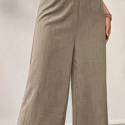 vogaan Trousers for Women | Women's Loose Fit Trousers | Women's High-Waisted Wide Leg Pant | Women Trousers Pants | Korean Trousers for Holiday image 3