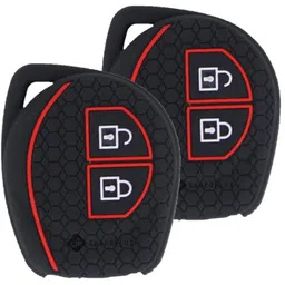 shopoflux Shopoflux® Silicone Key Cover Compitable with Swift | Wagonr | Celerio | Swift Dzire | Alto | Fronx | Breza | S Presso | Ignis 2 Button Remote Key (Black) (2) image 1