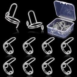UJEAVETTE® 10 Pieces Fingernail Rings Removable Nail Art Decoration Halal Nail Rings Set Silver image 4