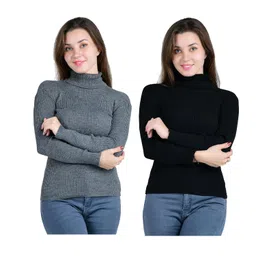 cubihexa Women's Woollen High Neck Full Sleeves Pullover Sweaters for Winters Pack of 2 image 1