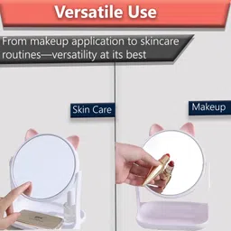 Temperia Table Makeup Mirror with Stand - Small Vanity Portable Foldable Travel Mirror for Face, Make Up, Desk, Shaving, Hostel, Ergonomic Design (Random Colors) (MN01) image 5
