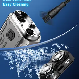 bensejk Portable Electric Shaver, Mini Travel Razor, Rechargeable Rotary Shavers with Pop-Up Trimmer, IPX7 Waterproof Wet/Dry Shaving, Small Size, Double Shavers, Cordless (Gray) image 4