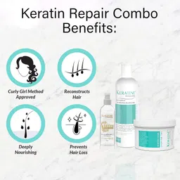 keratine professional KERATINE PROFESSIONAL® Keratin Shampoo, Hair Mask and keratin Serum(100 Ml) Kit | Sulphate free Repair Shampoo, Repair Hair Mask and Professional Smooth Shine Serum Set for Thin Fine Hair | Pro Treatments for Dry, Damaged & Color Treated Hair. image 5