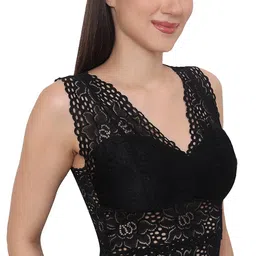 glamoras Women's Nylon Spandex Solid Floral Lace Camisole Lightly Padded Seamless Breathable Stretchable Bralette Bras Size: M - 2XL image 3