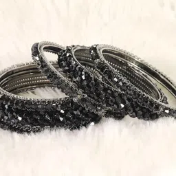 nmii Stylish Pearls Alloy Metal Kada Bangles Set For Women and Girls | Fancy Metal Bangles | Trendy Design Bangles For Girls | Wedding, Party, Shadi Fashion Jewellery-Set of 6 Bangles image 4