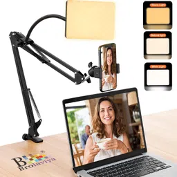 BROLAVIYA Overhead Video Mobile Stand with 11 inch Video led Light 2700 to 5500k, Metal Arm,1/4" Ball Head for Camera,Gopro,with Mobile Bracket and Flexible Clip Arm image 3