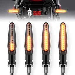 Grandbiker Original Waterproof Flexible Rubber 9 Led K.T.M Style Indicators SMD High Bright Universal for All Bikes Models Turn Signal Lights Motorcycle Amber, Set of 4 (Yellow) image 1