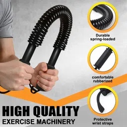 SILENCIO Python Power Twister Bar | Upper Body Exercise for Chest, Shoulder, Forearm, Bicep and Arm Strengthening - Size (53 x 3 x 3 cm) Black - 53cm image 4