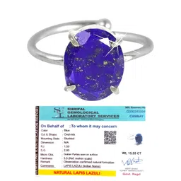divine spirituals Premium Lapis Lazuli Diamond-Cut Natural Gemstone Ring AAA Grade Adjustable Lab-Certified Unisex Ring For Third Eye Chakra, Spiritual Growth, Meditation & Inner Peace image 1
