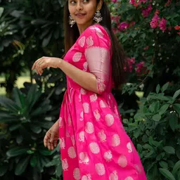 kedarfab Jacquard Woven Motiff Anarkali Gown for Women image 5