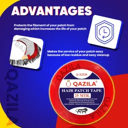 Qazila Hair Patch Tape| Hair Wig Tape| Double-sided| Waterproof| Transparent| For Base Protection & Easy Cleanup| Maximum hold upto 2 days| Very Low Residue Tape image 5