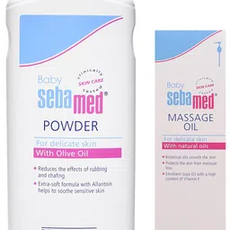 SebaMed Baby Powder, 200g & Baby Massage Oil, 150ml Combo image 1