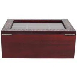 Cottage Garden Tea Cherry Woodgrain 9 x 6.25 Pine Wood Tea Storage Chest image 4