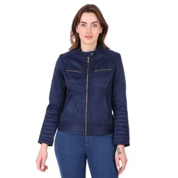 leather retail Women's Suede Faux Leather Jacket image 3