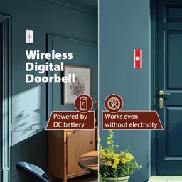 Havells Tango Plastic Wireless Digital Doorbell (White and Red) image 2