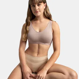 jockey ES04 Women's Wirefree Padded Super Combed Cotton Elastane Stretch Full Coverage Sleep Bra with Removable Pads and Ultrasoft Underband image 5