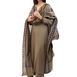 anni designer Women's Rayon Viscose Straight Solid Kurta with Pant & Dupatta image 1