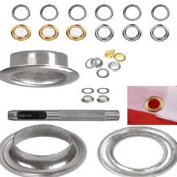DIY Crafts Grommet Tool Kit, Grommet Setting Tool & Sets Grommets Eyelets (Silver / Gold Size 2-8, Metal Made Brass Made) (Mix Combo Sizes) - (Pack Of 1 Pc, Grommet Tool Kit) (Pack Of 3 Sets, 300 Pcs Grommet Tool Kit) image 1