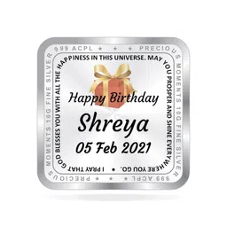 precious moments BIS Hallmarked Personalised Happy Birthday Silver Square Coin 999 Pure image 2