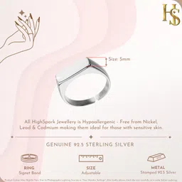 highspark Silver Adjustable Ring for Men | 92.5 Sterling Silver & Contemporary Modern Design | Lovely Gift - Hammer image 2