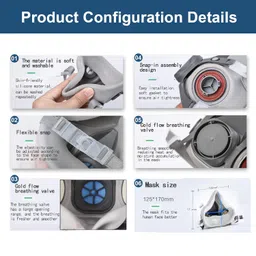 Respirator Mask with Filters Anpty Reusable Half Face Cover Gas Mask with Safety Glasses Paint Spray Half Facepiece Shield for Survival Nuclear and Chemical Spray Painting Woodworking Welding Dust image 3