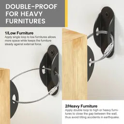 TGOPIT Furniture Straps Baby Proofing Furniture Wall Anchor, Anti Tip Wall Anchor Secure Cabinet, Wardrobe to Wall Protect Toddler and Pet from Falling Furniture, Adjustable Child Safety Straps(2Pcs) image 5