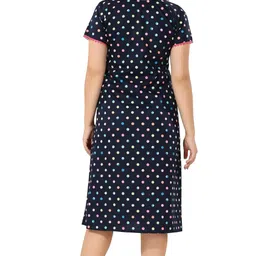 piu Women's Front Open Cotton Maternity Nighty | Polka Dot Printed Calf Length Maxi | Comfortable Sleepwear | Feeding Nightwear | Breathable Post Pregnancy image 5