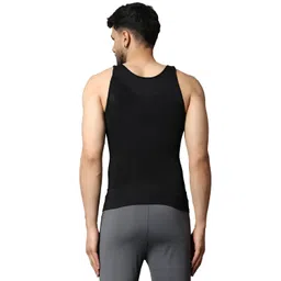 firstfit Stretchable Slimming Innerwear Shirt Tummy Tucker Vest for Men Slim Fit Tummy Control Tank Top Compression Vest Men Shapewear - Pack of 2 - Black & White image 2