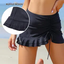 shekini Women's Swimdress Ruffle Swim Skirt High Waist Side Pull Tie Swimsuit Bottom image 5