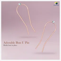 Sanas Diamond Swerve U-Shape Metal Hair Pin 1Pcs - Rose Gold Fork Bun Juda Chopsticks Hairpin 11 cm length - Stylish Hair Accessory for Women and Girls 1Pc image 4