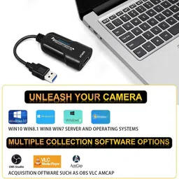 MICROWARE Audio Video Capture Card, HDMI to USB 3.0, Full HD UP to 1080P 60fps Live Video Recorder Game Capture Card for Laptop High Definition Acquisition, Live Broadcasting image 5