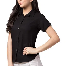 funday fashion Women Regular Fit Solid Casual Half Sleeves Shirt image 3