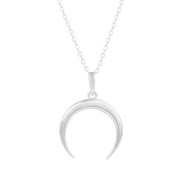 ravishing impressions Half Moon Shape 925 Sterling Silver Simple Design Lightweight Piece Pendant with Chain (Multicolor) image 1