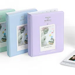 blueberry 64 Pockets Mini Film Photo Album for Fujifilm Instax Mini Evo Hybrid 7s 8 8+ 9 25 26 50s 70 90 10 11 12 30 55 20 50 7 LiPlay Instant Camera 3 Inch Polaroid Picture Name Card Holder (Blossom Pink) image 5