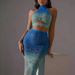 sizi Lace Two-Piece Lingerie Set, Halter Crop Top with Cut-Out Detail and Long Skirt, Babydolls Night Dress image 4