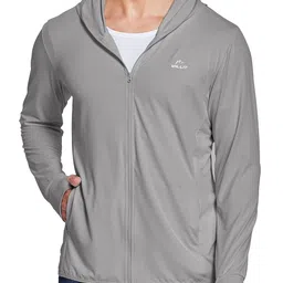 willit Men's UPF 50+ Light Jacket Sun Protection Hooded SPF UV Jacket Hiking Fishing Shirt Long Sleeve Full Zip image 2