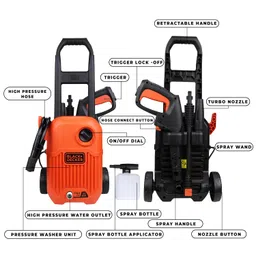 black+decker Black + Decker Bepw1750-In 1500W 1740 Psi 120 Bar Pressure Washer for Car Wash and Home Use (Red & Black) image 3